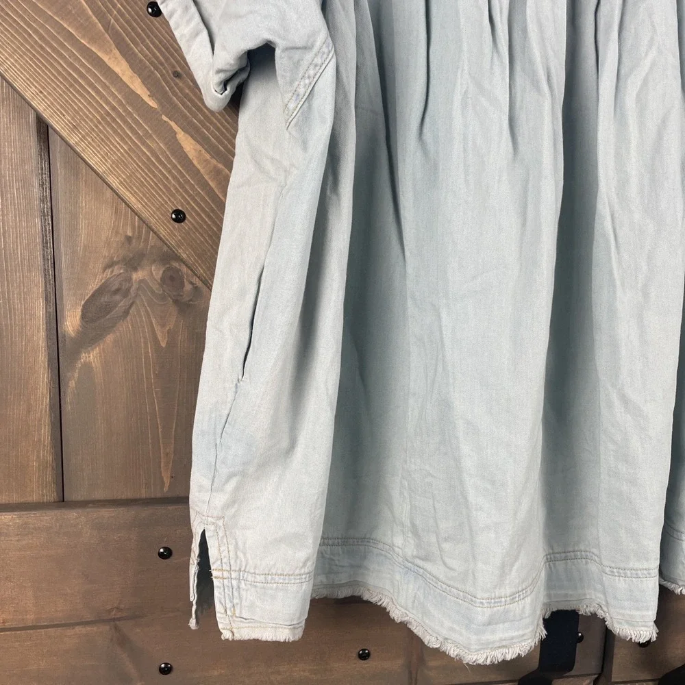 NWT FREE PEOPLE We The Free - Moon City Denim Oversized  Boho Top Women's Size S